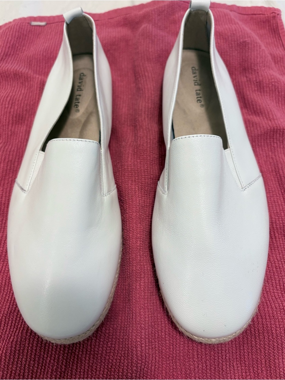 David Tate Soft White Leather Slip-On Loafers